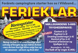 Møllegårdens Camping inviterer til påsketur i Vildsund med stort udvalg af campingvogne og udstyr