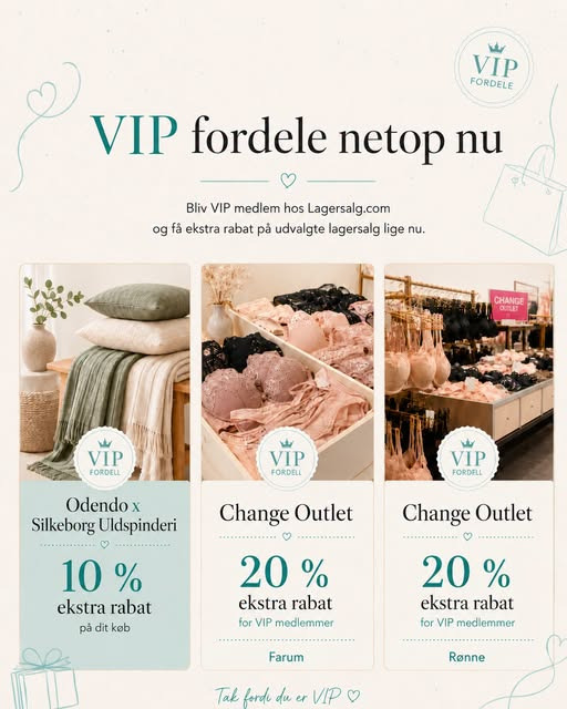 Lagersalg.com tilbyder VIP-fordele med 10% og 20% ekstra rabat