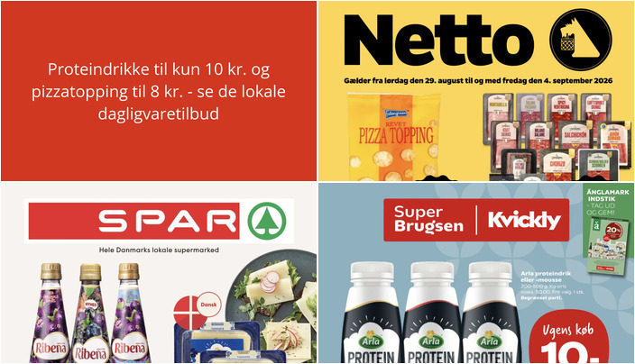 Proteindrikke til kun 10 kr. og pizzatopping til 8 kr. - se de lokale dagligvaretilbud