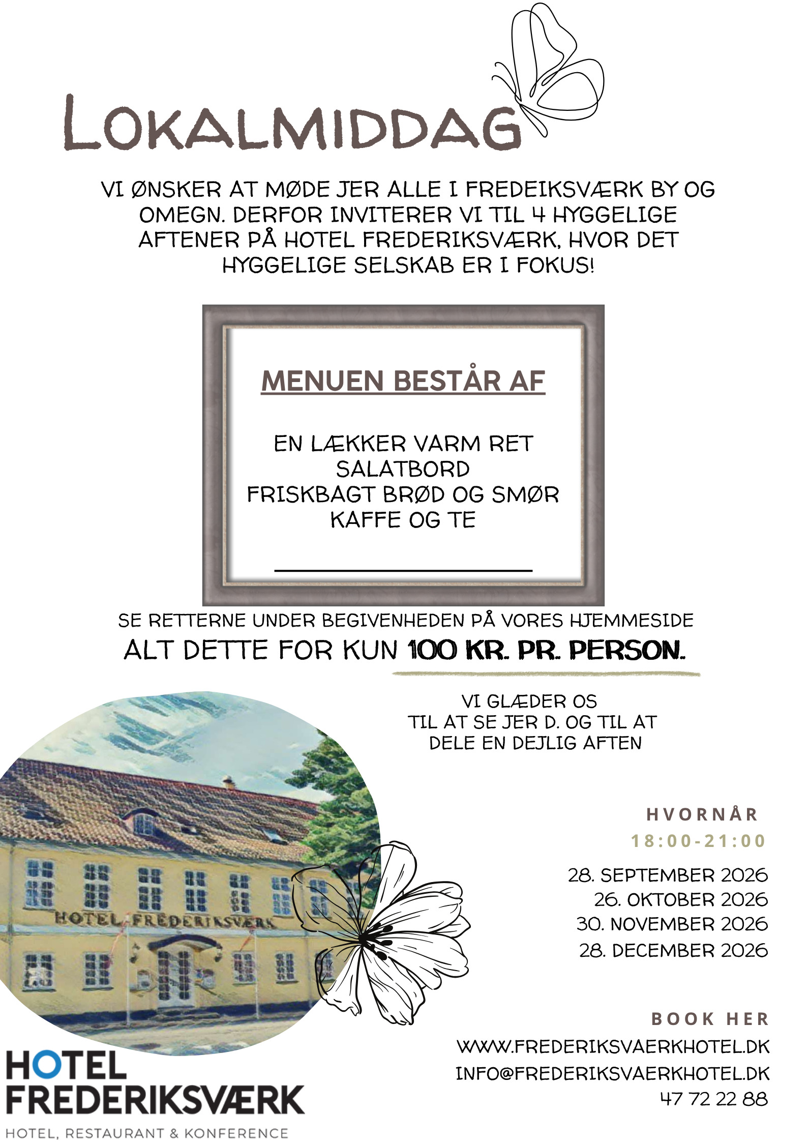 Oplev kulinariske og sociale arrangementer på Hotel Frederiksværk