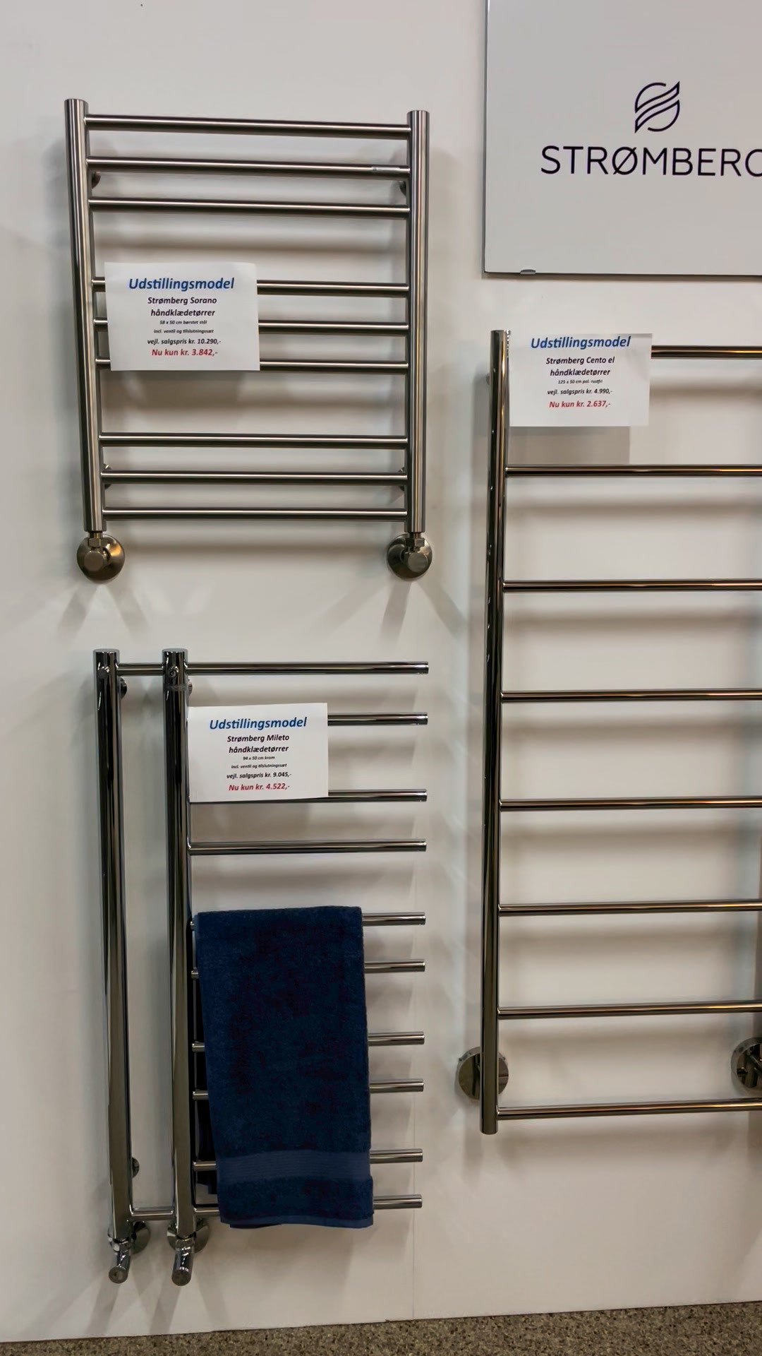 VangVedVængets VVS tilbyder ekstra 10 % rabat på udstillingsmodeller som håndklæderadiatorer fra Strømberg