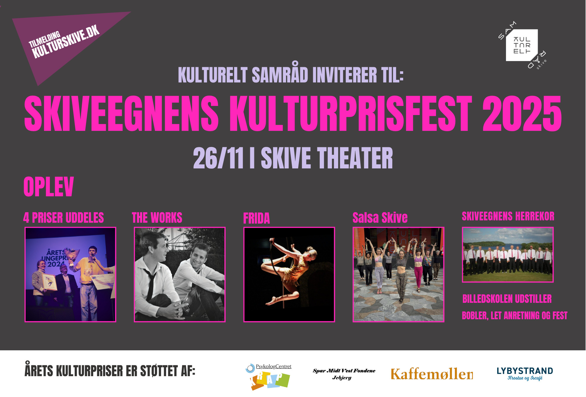 Programmet er klar – få pladser til Skiveegnens Kulturprisfest 2025