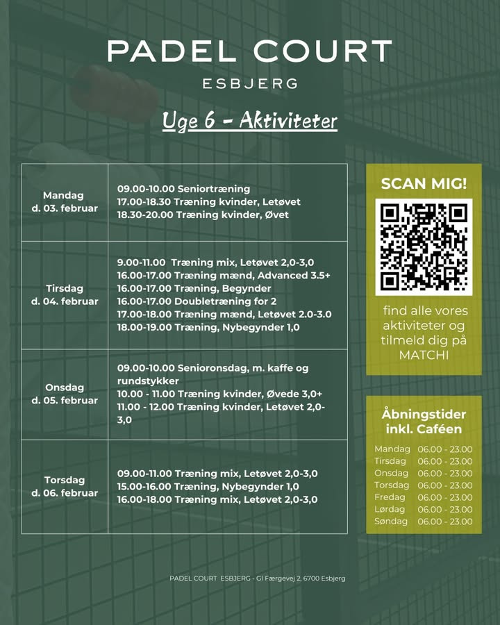 Padel Court Esbjerg klar til spændende aktiviteter denne uge