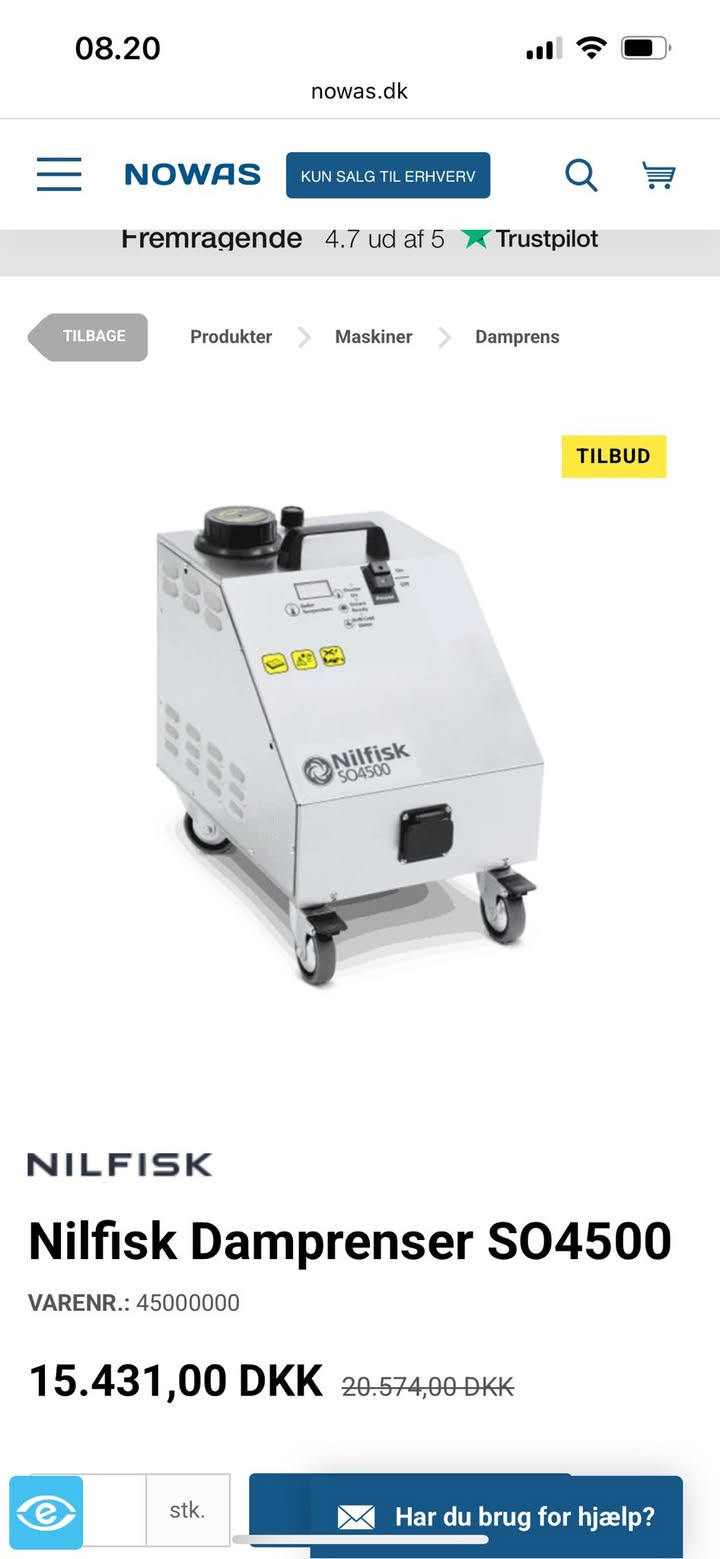 RD Detailing tilbyder næsten ny damprenser til halv pris