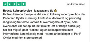 Per P. Cykler fejrer glædelig Trustpilot-anmeldelse og byder velkommen i Snejbjerg