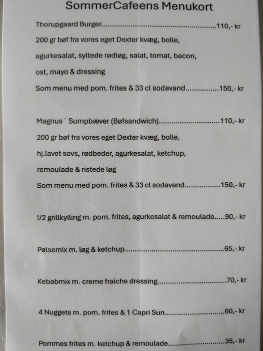 Thorupgaard har grillcafeen åben i dag med 15 % rabat på Magnus Sumpbæver og Thorupgaard Burger