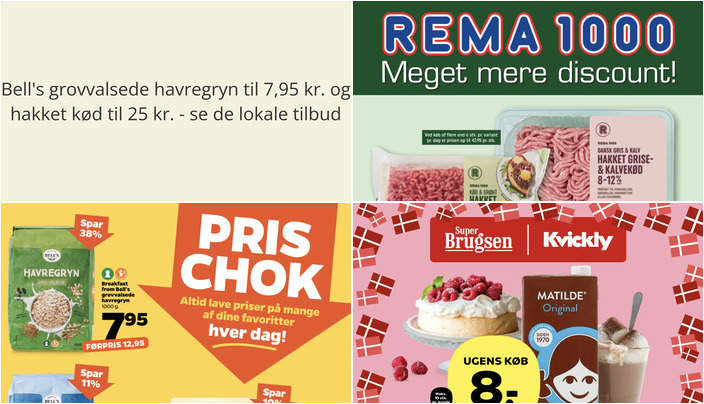 Bell's grovvalsede havregryn til 7,95 kr. og hakket kød til 25 kr. - se de lokale tilbud