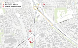 Trafikomlægning på Motorring 3 ved Gladsaxe i nordgående retning