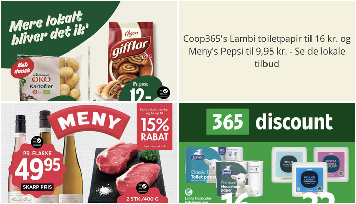 Coop365's Lambi toiletpapir til 16 kr. og Meny's Pepsi til 9,95 kr. - Se de lokale tilbud
