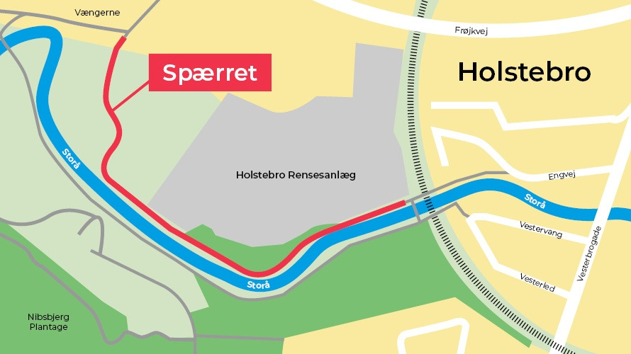 Storåstien i Holstebro spærret til august for renovering af rensningsanlæg