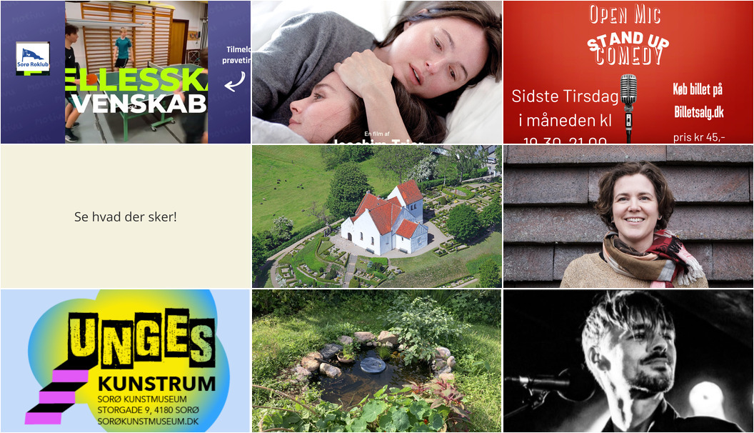 Kulturaktiviteter i Sorø: Film, Musik, Comedy og Ungdomsræs næste uge