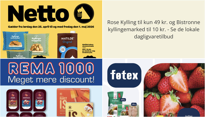 Rose Kylling til kun 49 kr. og Bistronne kyllingemarked til 10 kr. - Se de lokale dagligvaretilbud