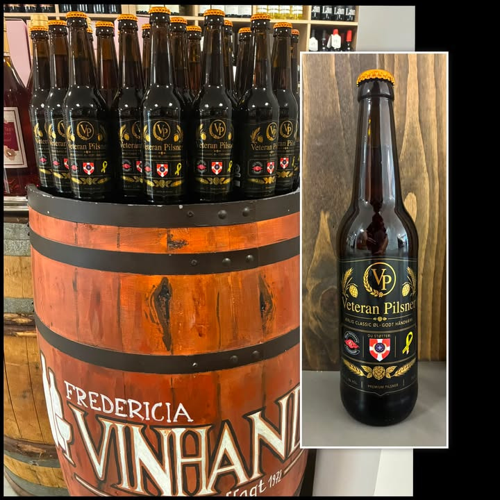 FREDERICIA VINHANDEL har fået Veteran Pilsner på hylderne