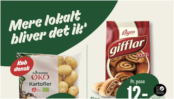 Økologiske kartofler til 10 kr. og kanel gifflar til 12 kr. hos Min Købmand