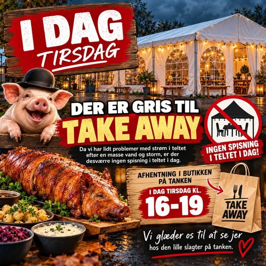 Jaataak Slagteren tilbyder kun helstegt pattegris som take away i dag