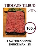 Tirsdagstilbud fra Beringsslagteren: 3 kg friskhakket skinke til 165 kr.