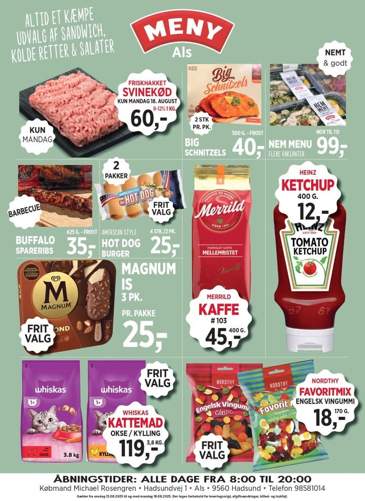 Meny Als præsenterer ugens priser fra 13. til 18. august