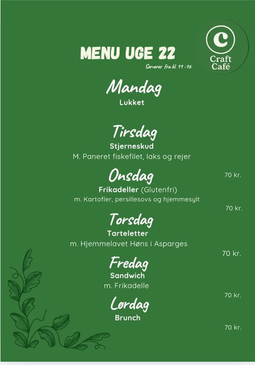 Craft Café Horsens har ugens menu klar