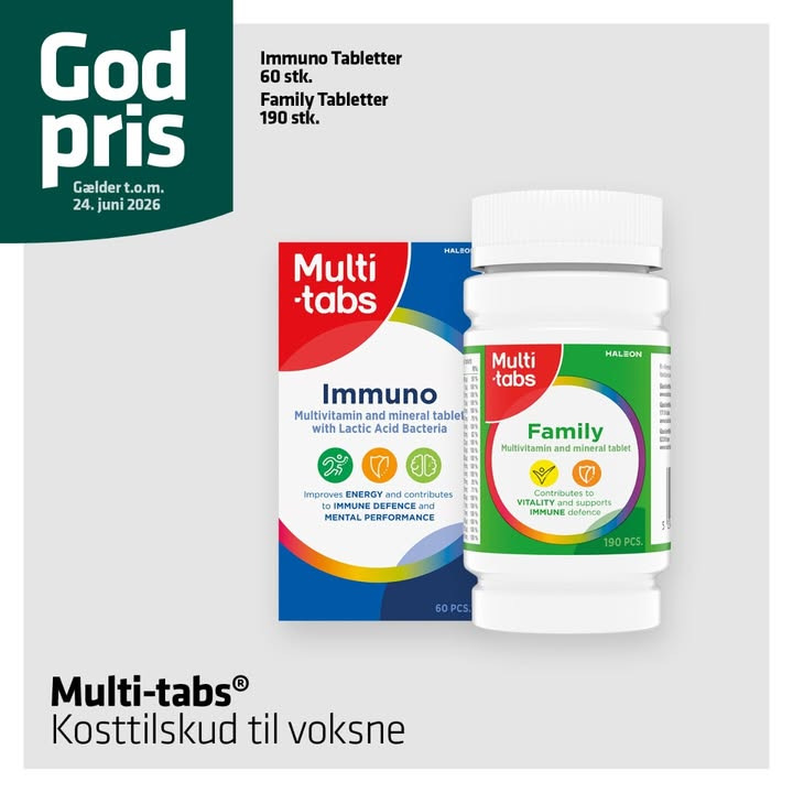 Lystrup Apotek har god pris på kosttilskud fra Multi-tabs