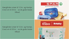 Kærgården smør til 12 kr. og Hardys Crest vin til 35 kr. - se de gode lokale tilbud