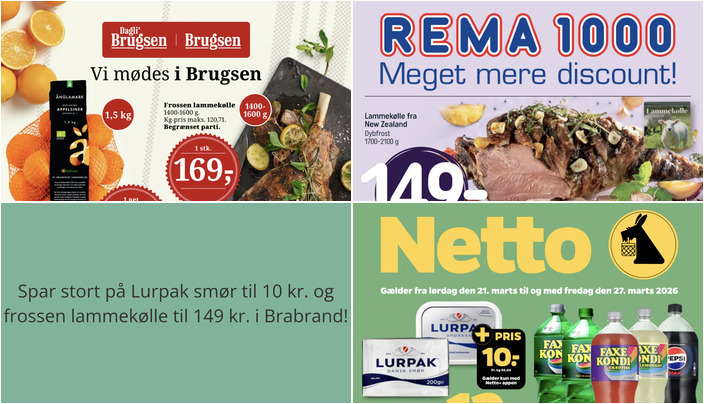 Spar stort på Lurpak smør til 10 kr. og frossen lammekølle til 149 kr. i Brabrand!