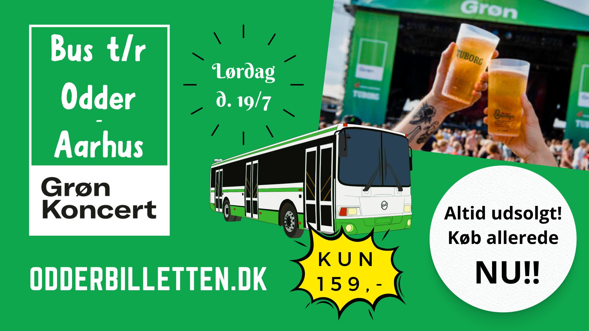 Grøn Koncert bus tur-retur: Klar til musik og fest fra Odder