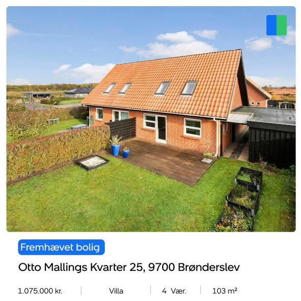 Nybolig Brønderslev & Vrå præsenterer dobbelthus på 103 m² med carport, terrasse og 3 værelser