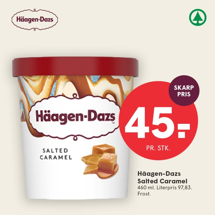 SPAR SKALLERUP A/S frister med Häagen-Dazs Salted Caramel på tilbud i april 2026