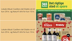 Lokale tilbud: Casillero del Diablo vin til kun 29 kr. og Naturli’ drik for kun 10 kr.