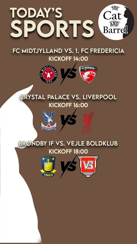 The Cat & Barrel viser dagens sportsbegivenheder🔢