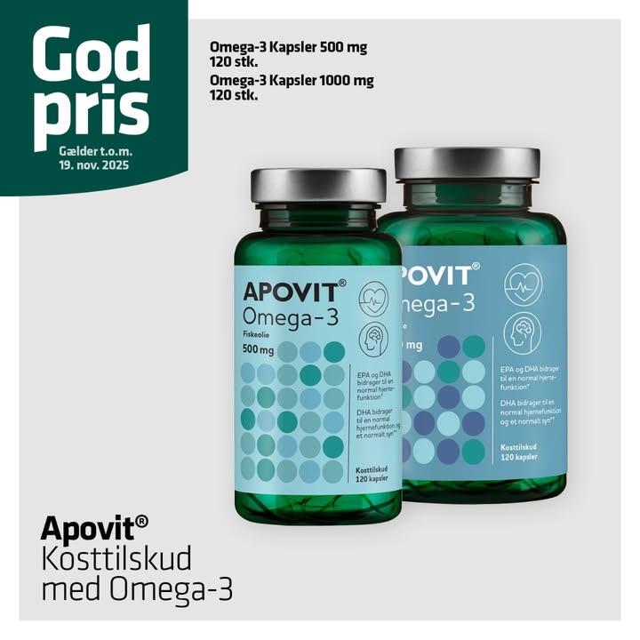 Herning Løve Apotek tilbyder god pris på Omega-3 kapsler med fiskeolie