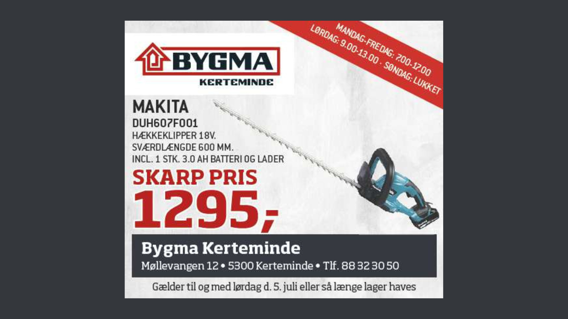 Få en skarp pris på Makita hækkeklipper hos Bygma Kerteminde
