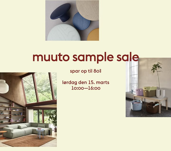 Lagersalg.com inviterer til Muuto sample sale med op til 80% rabat i Ringsted