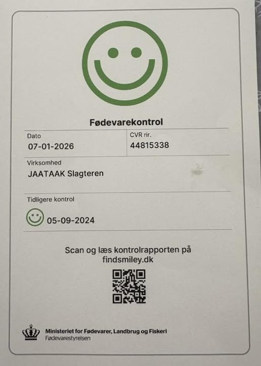 Jaataak Slagteren modtager endnu en glad smiley fra Fødevarestyrelsen