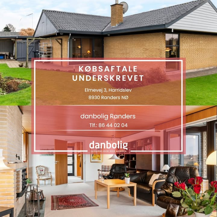 Danbolig Randers fejrer underskrevet købsaftale på Elmevej 3 i Harridslev