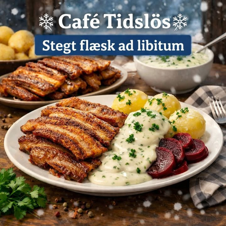 Café Tidslös byder på stegt flæsk ad libitum til vinterdage