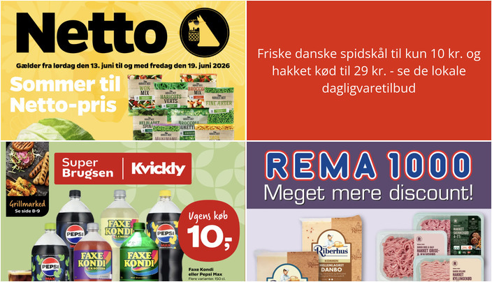 Friske danske spidskål til kun 10 kr. og hakket kød til 29 kr. - se de lokale dagligvaretilbud