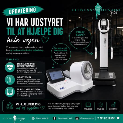 Fitnessmentor Klub opfordrer til at booke InBody-måling og blodtryksmåling