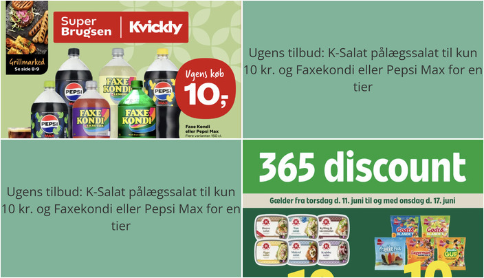Ugens tilbud: K-Salat pålægssalat til kun 10 kr. og Faxekondi eller Pepsi Max for en tier