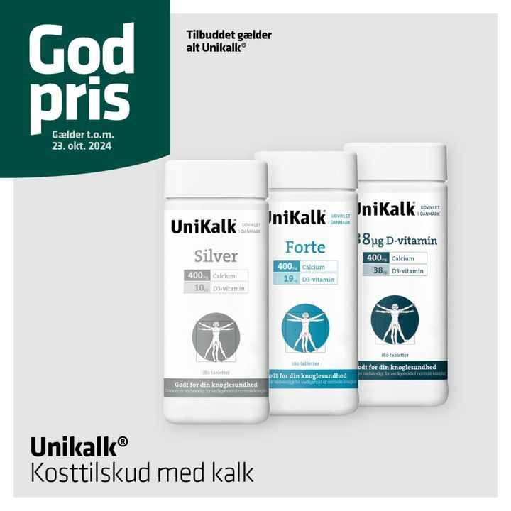 Unikalk-kosttilskud til ekstra god pris hos Vejlby Apotek