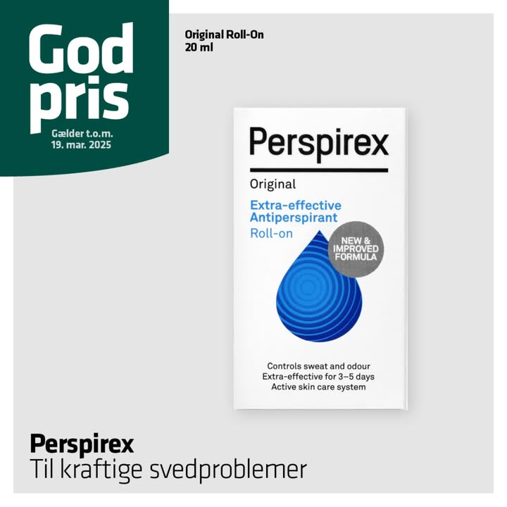 Vejlby Apotek tilbyder god pris på Perspirex Original Roll On til kraftige svedproblemer