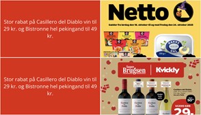 Stor rabat på Casillero del Diablo vin til 29 kr. og Bistronne hel pekingand til 49 kr.