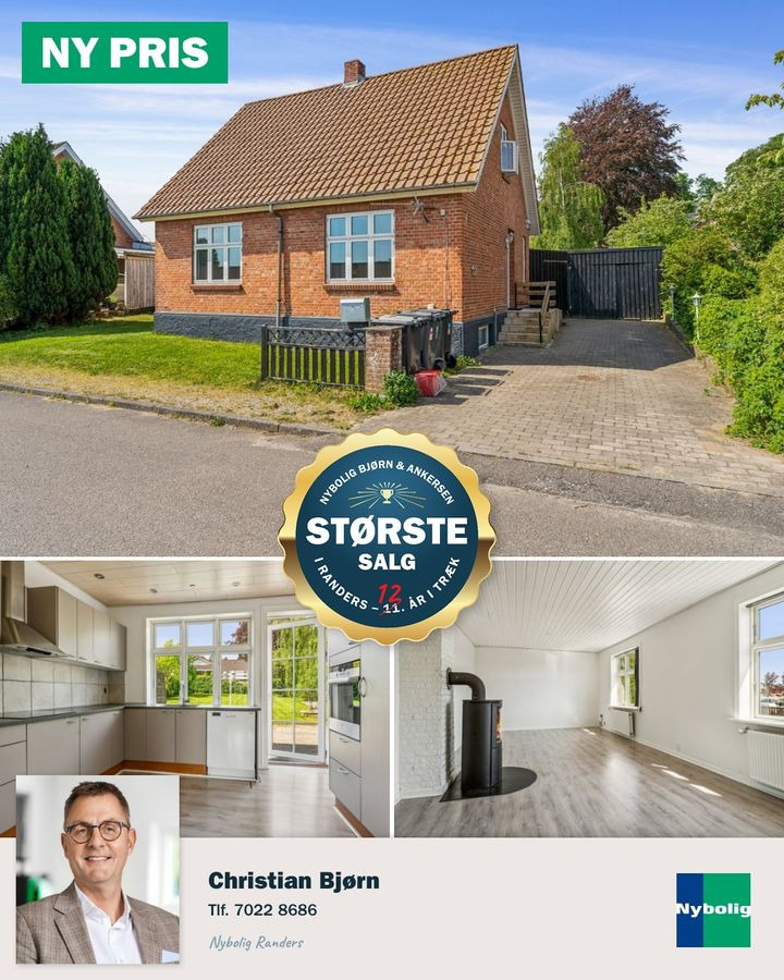 Nybolig Bjørn & Ankersen: ny pris på klassisk villa på Fredensgade 4 i rolige omgivelser i Langå