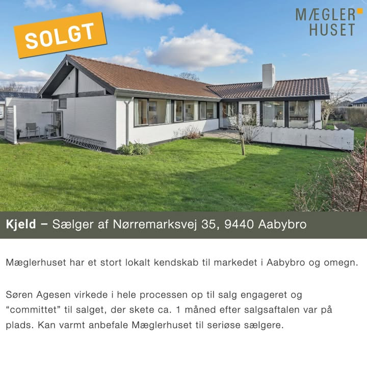 Mæglerhuset - Aabybro takker Kjeld for tilliden ved salg af Nørremarksvej 35