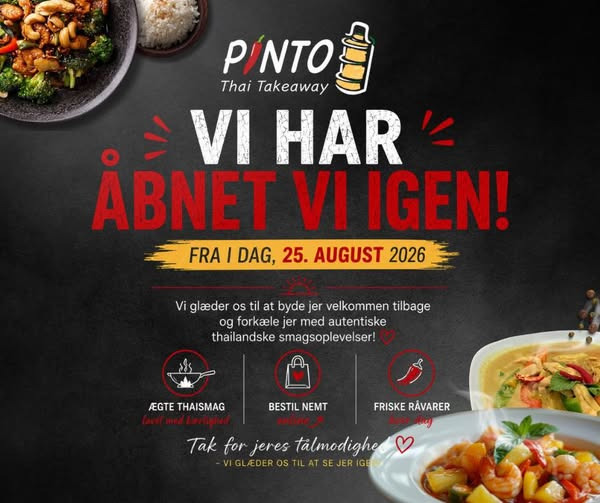Pinto Thai Take Away har åbent igen