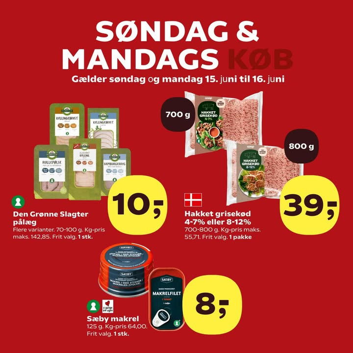 Søndags- og mandagstilbud hos SUPERBRUGSEN DRONNINGLUND