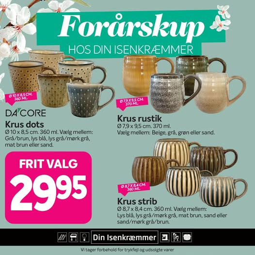 Fredericia Isenkram præsenterer DA’CORE krus med stilfulde designs til kun 29,95 kr.