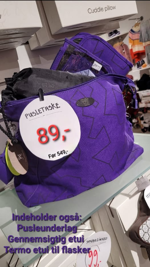 Børneshoppen Brønderslev tilbyder pusletaske til kun 89 kr.