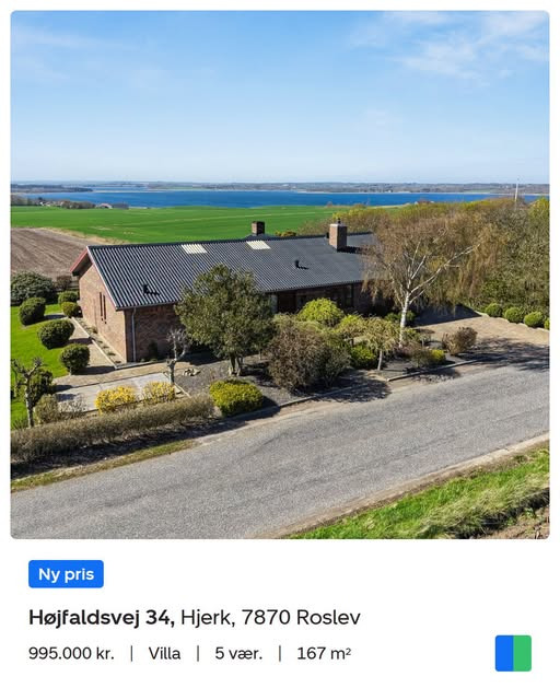 Nybolig Skive I/S sætter Højfaldsvej 34 i Roslev ned til 995.000 kr.