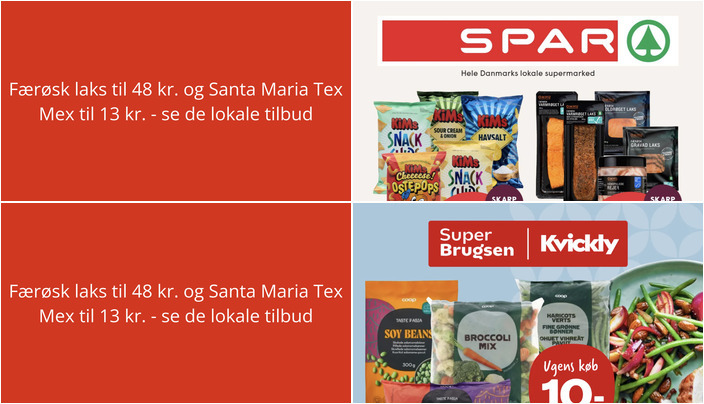 Færøsk laks til 48 kr. og Santa Maria Tex Mex til 13 kr. - se de lokale tilbud